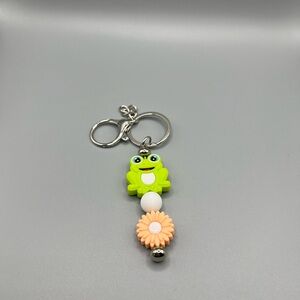Frog and Flower Keychain - Handmade #K0280C